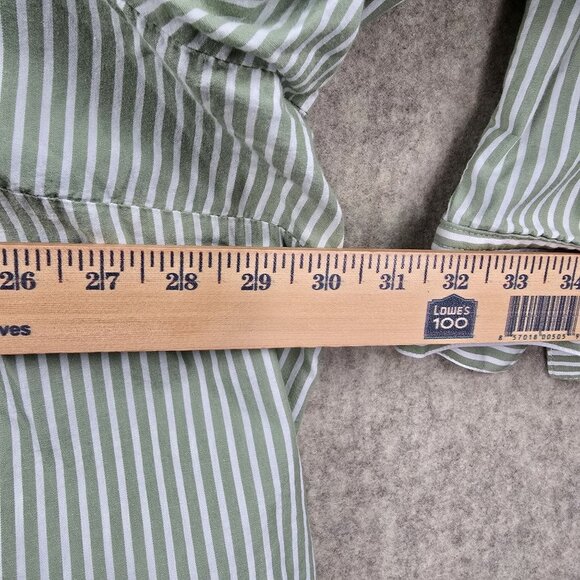Woman Within Womens Button Down Shirt Green & White Striped Size 3X 100% Cotton - Picture 6 of 6